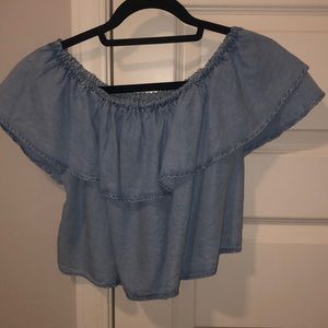 Blue off the shoulder top